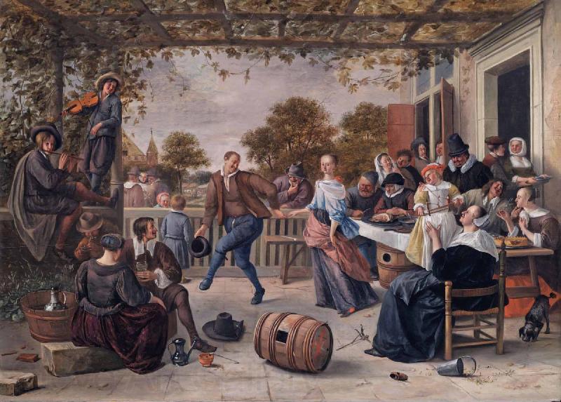 Jan Steen A terrace with a couple dancing to a pipe and fiddle France oil painting art